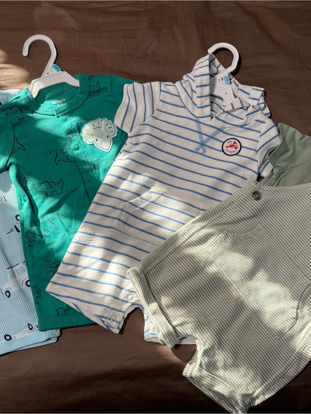 Carter’s Baby Boy Summer 3 Short Sleeve Rompers & 1 Outfit 4 Pack (6 Month)
